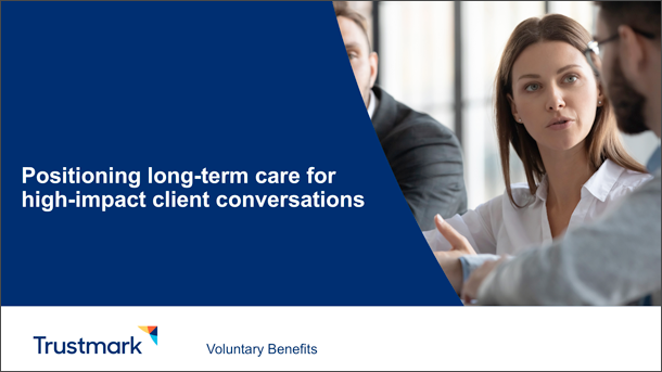 Powerpoint title slide: Positioning long-term care for high-impact client conversations